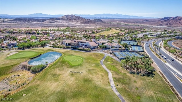 8 Via Tiberina, Las Vegas, NV 89011 - aerial perspective of suburban area with a golf club and a water and mountain view