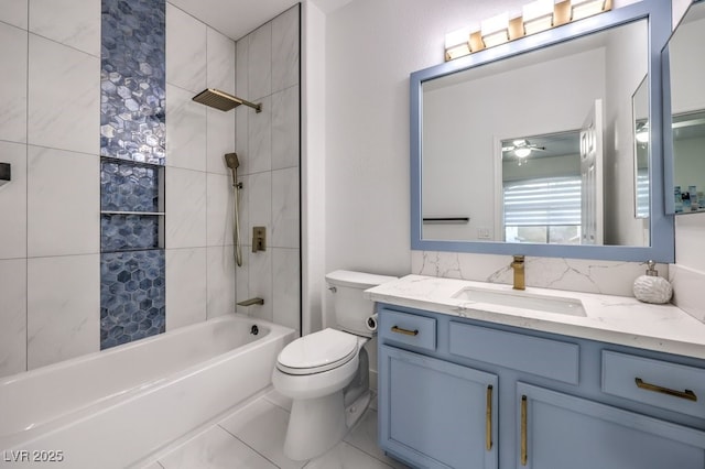 722 Descartes Ave, Henderson, NV 89002 - full bathroom featuring vanity, bathtub / shower combination, toilet, and a ceiling fan
