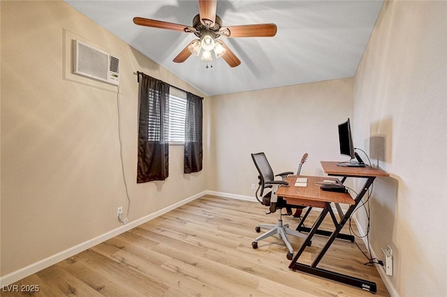 2496 Golfers St, Las Vegas, NV 89142 - office area featuring wood finished floors, a ceiling fan, and baseboards