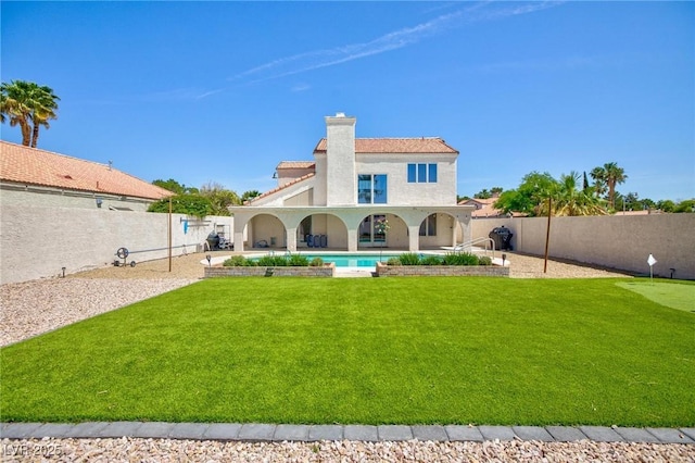 9817 Dardanelle Ct, Las Vegas, NV 89117 - back of property with stucco siding, a chimney, and a patio