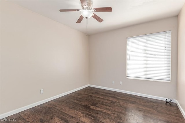 9305 Hollycrest Dr, Las Vegas, NV 89117 - unfurnished room with dark wood-style floors and ceiling fan