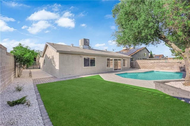6791 Greengrove Dr, Las Vegas, NV 89103 - rear view of house featuring a patio, stucco siding, and cooling unit