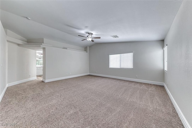 9766 Marcelline Ave, Las Vegas, NV 89148 - carpeted empty room with ceiling fan, lofted ceiling, baseboards, and a smoke detector
