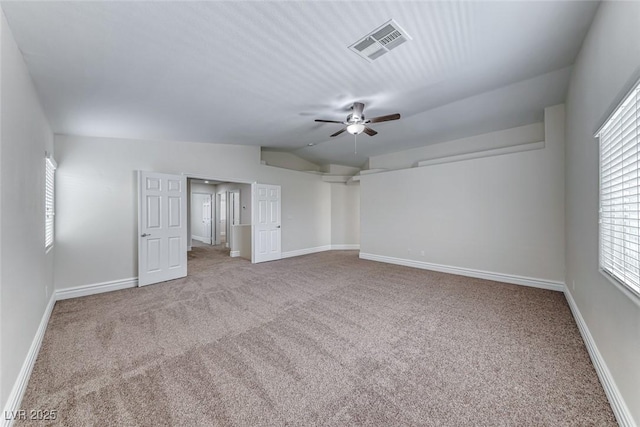 9766 Marcelline Ave, Las Vegas, NV 89148 - spare room featuring a ceiling fan, carpet flooring, lofted ceiling, and baseboards