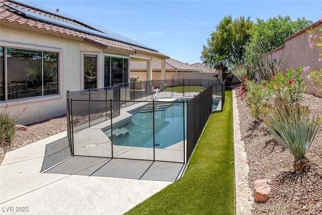 10113 Plomosa Pl, Las Vegas, NV 89134 - view of pool featuring a jacuzzi, a fenced backyard, and a patio area