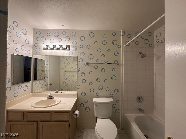 698 S Racetrack Rd Unit 1411, Henderson, NV 89015 - full bathroom with toilet, vanity, a textured ceiling, and  shower combination