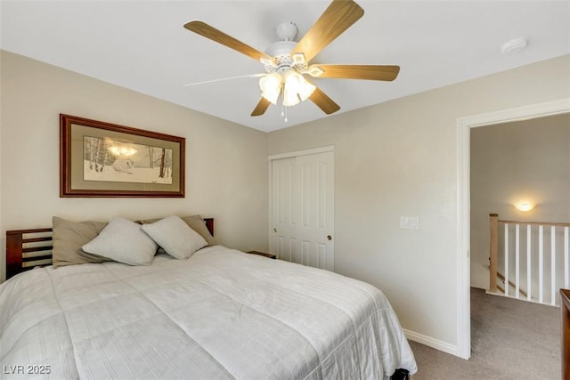 1101 Elation Ln Unit 2, Henderson, NV 89002 - carpeted bedroom featuring a closet, a ceiling fan, and baseboards
