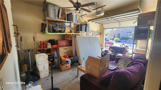 864 Chianti Way, Mesquite, NV 89027 - garage with a garage door opener and ceiling fan