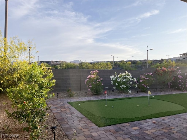 12565 Huckleberry Oak Ave, Las Vegas, NV 89138 - fenced backyard featuring a putting area