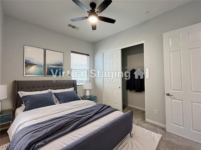 12565 Huckleberry Oak Ave, Las Vegas, NV 89138 - carpeted bedroom with a closet, baseboards, and ceiling fan