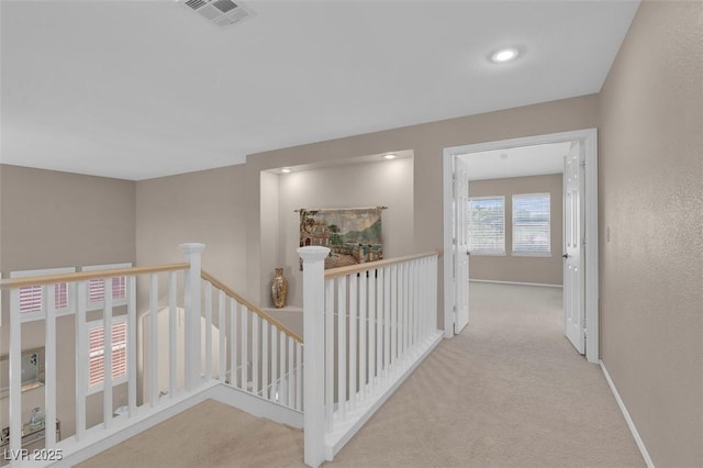 9017 Cotton Rose Way, Las Vegas, NV 89134 - corridor with an upstairs landing, carpet floors, and baseboards