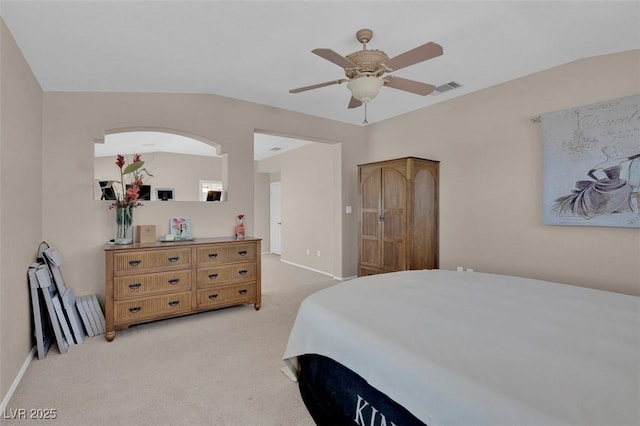 9017 Cotton Rose Way, Las Vegas, NV 89134 - bedroom with light carpet, a ceiling fan, and baseboards
