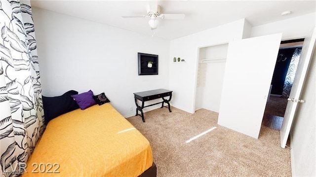5817 Rae Dr, Las Vegas, NV 89108 - bedroom featuring carpet flooring, a closet, and ceiling fan