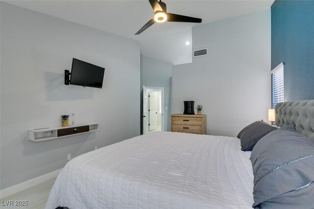 8150 Beaverbrook Way, Las Vegas, NV 89123 - bedroom with baseboards, a ceiling fan, and high vaulted ceiling