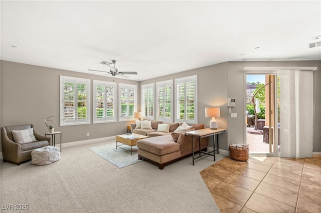 900 Cantura Mills Rd, Henderson, NV 89052 - living area featuring baseboards, ceiling fan, and tile patterned flooring