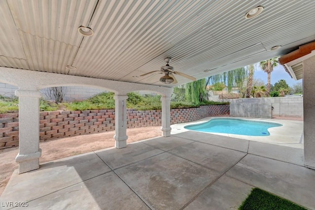 1523 Silver Point Ave, Las Vegas, NV 89123 - view of pool with ceiling fan, a fenced backyard, and a patio area