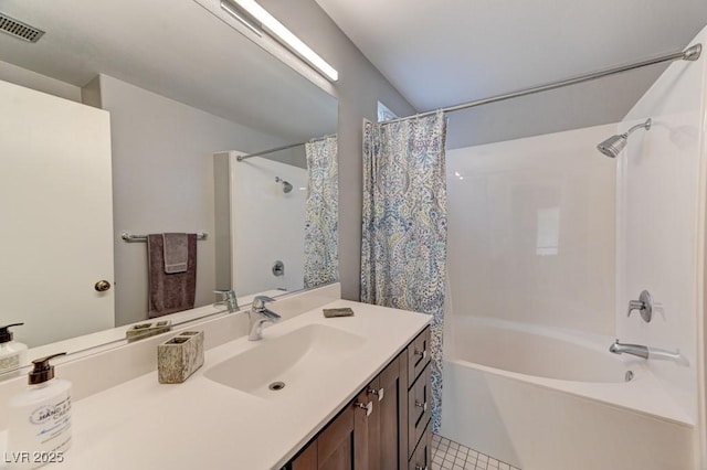 1523 Silver Point Ave, Las Vegas, NV 89123 - full bathroom featuring shower / bath combination with curtain, vanity, and tile patterned flooring