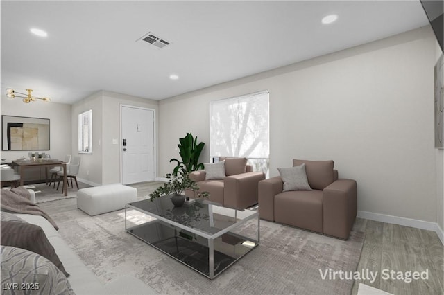 5191 Caliente St Unit 84, Las Vegas, NV 89119 - living area featuring baseboards, wood finished floors, and recessed lighting