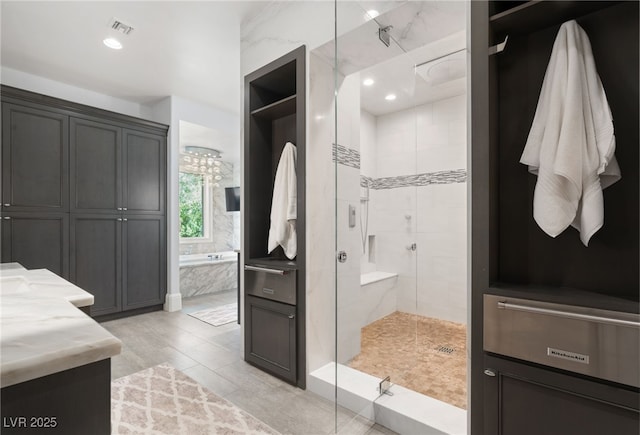 11 Misty Peaks Ct, Las Vegas, NV 89135 - full bath with a shower stall, a garden tub, vanity, and recessed lighting