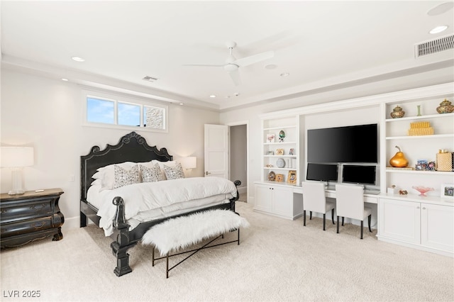 11 Misty Peaks Ct, Las Vegas, NV 89135 - bedroom featuring carpet floors, an office area, ceiling fan, and recessed lighting