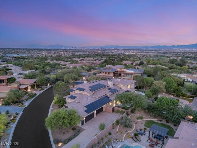 11 Misty Peaks Ct, Las Vegas, NV 89135 - aerial view at dusk of a mountain view and a residential view