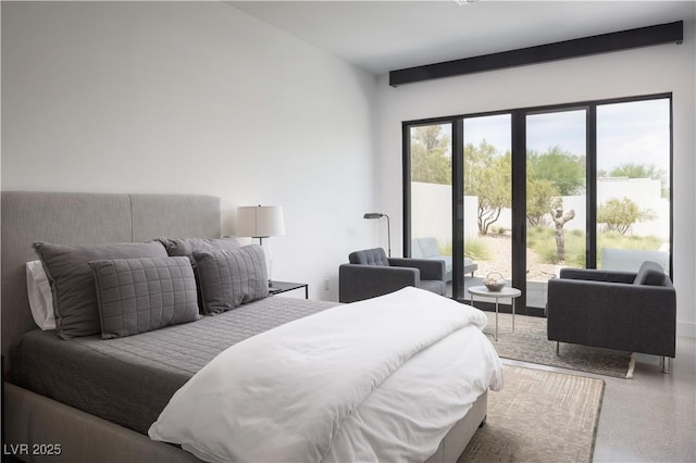 7030 Schirlls St, Las Vegas, NV 89118 - bedroom with access to outside and speckle patterned floor