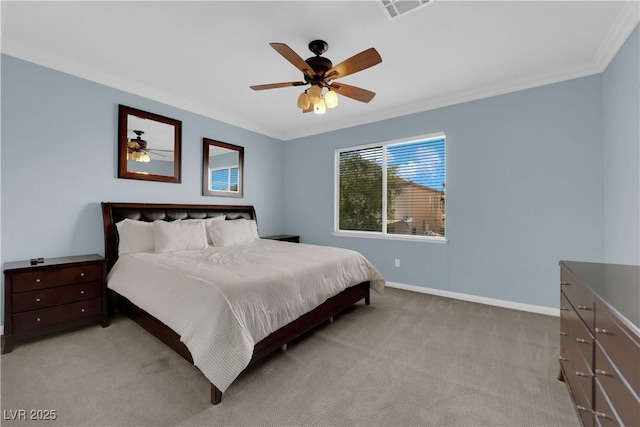 8268 Nelson Ridge Ln, Las Vegas, NV 89178 - bedroom featuring ornamental molding, baseboards, carpet floors, and ceiling fan