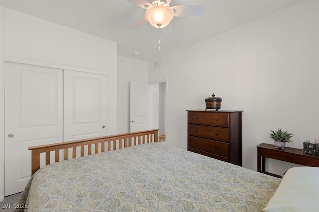 10951 Stone Crossing Ave, Las Vegas, NV 89166 - bedroom with a closet, a ceiling fan, and carpet floors