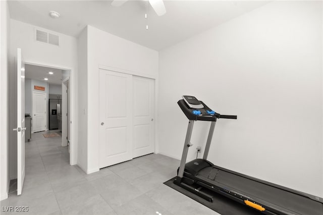 10951 Stone Crossing Ave, Las Vegas, NV 89166 - workout area with a ceiling fan and baseboards