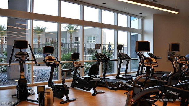 4525 Dean Martin Dr Unit 2901, Las Vegas, NV 89103 - workout area featuring floor to ceiling windows