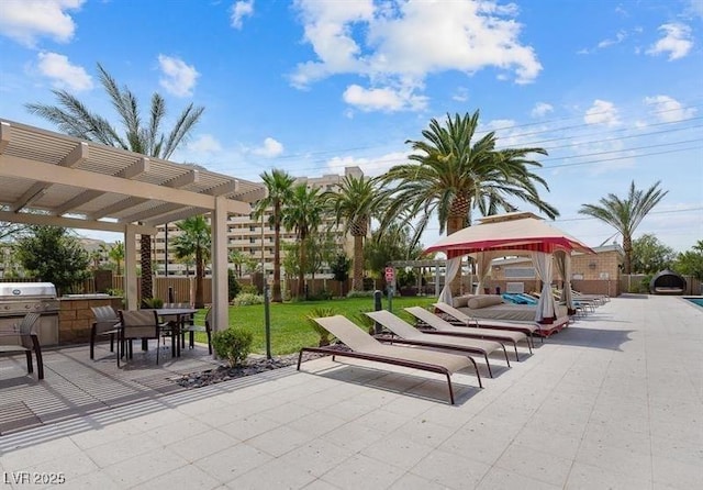 8255 Las Vegas Blvd Unit 117, Las Vegas, NV 89123 - view of patio with a gazebo, a pergola, and outdoor dining area