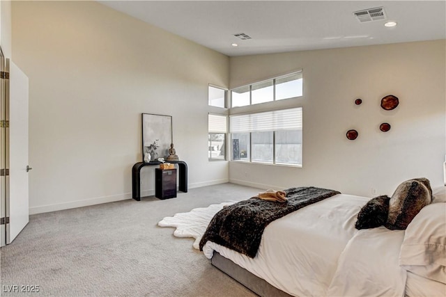 10228 Shell Star Ave, Las Vegas, NV 89135 - bedroom featuring carpet, baseboards, high vaulted ceiling, and recessed lighting