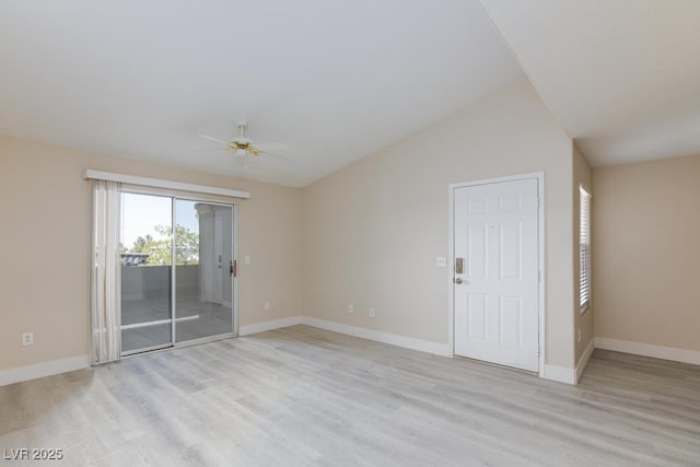 555 E Silverado Ranch Blvd Unit 2164, Las Vegas, NV 89183 - unfurnished room with a ceiling fan, light wood-style floors, baseboards, and lofted ceiling