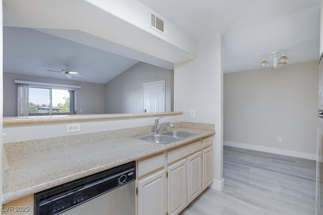 555 E Silverado Ranch Blvd Unit 2164, Las Vegas, NV 89183 - kitchen with a sink, stainless steel dishwasher, light wood-style floors, light countertops, and baseboards