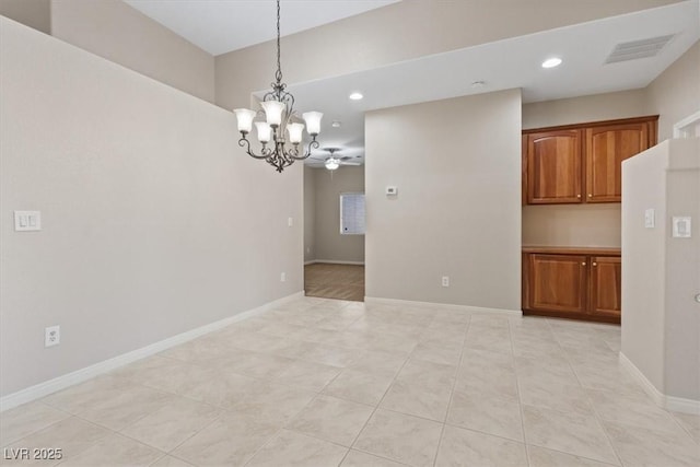 1008 New Creek Ave, Henderson, NV 89015 - empty room featuring a chandelier, recessed lighting, baseboards, and light tile patterned flooring