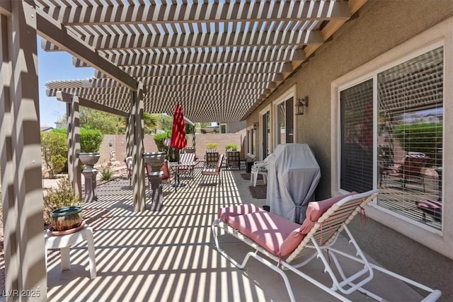 1008 New Creek Ave, Henderson, NV 89015 - fenced backyard with a patio area, a pergola, and grilling area