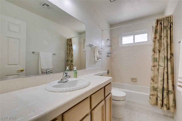 6 Sandwedge Dr, Henderson, NV 89074 - full bath with toilet, shower / bathtub combination with curtain, vanity, and tile patterned floors