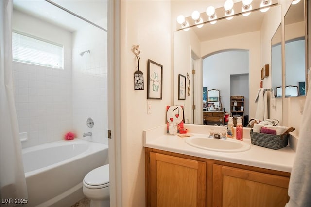8437 Cinnamon Hill Ave, Las Vegas, NV 89129 - bathroom featuring  shower combination, vanity, and toilet