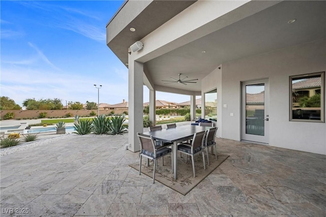 4050 N Tomsik St, Las Vegas, NV 89129 - view of patio / terrace featuring outdoor dining space, ceiling fan, and an outdoor pool