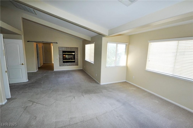 5808 Amber Station Ave, Las Vegas, NV 89131 - unfurnished living room featuring carpet, baseboards, and a fireplace