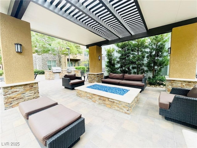 62 E Serene Ave Unit 115, Las Vegas, NV 89123 - view of patio / terrace with an outdoor living space with a fire pit and a grill