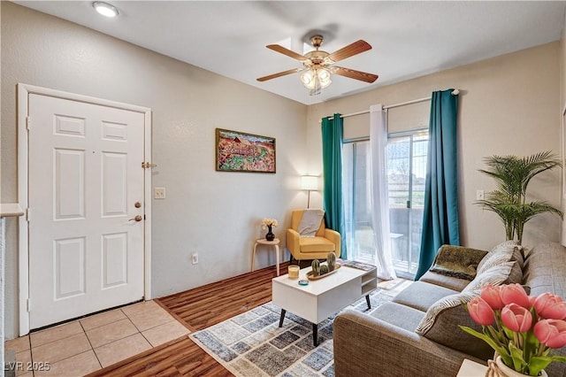 5751 E Hacienda Ave Unit 154, Las Vegas, NV 89122 - living area featuring ceiling fan and light wood-type flooring