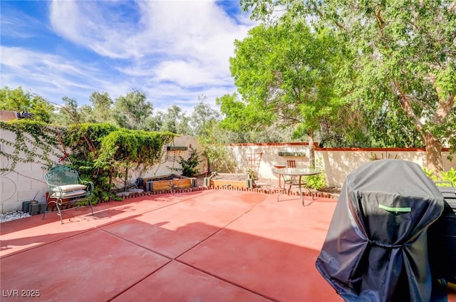 602 Painted Cloud Pl, Las Vegas, NV 89144 - fenced backyard with a patio and grilling area