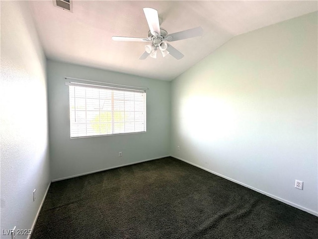 602 Painted Cloud Pl, Las Vegas, NV 89144 - empty room with a ceiling fan, dark colored carpet, and lofted ceiling
