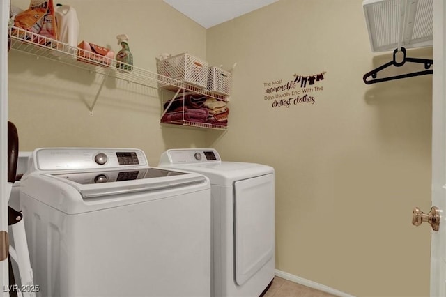 759 Star Apple Ln, Las Vegas, NV 89178 - laundry room featuring independent washer and dryer, light tile patterned flooring, and baseboards