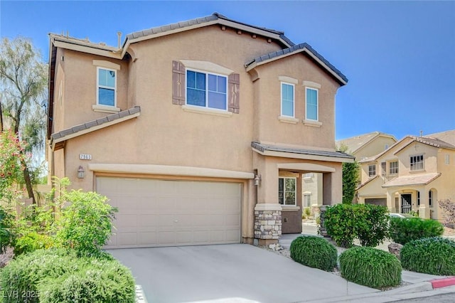7963 Cape Brett St, Las Vegas, NV 89131 - view of front facade featuring stucco siding, a garage, and concrete driveway