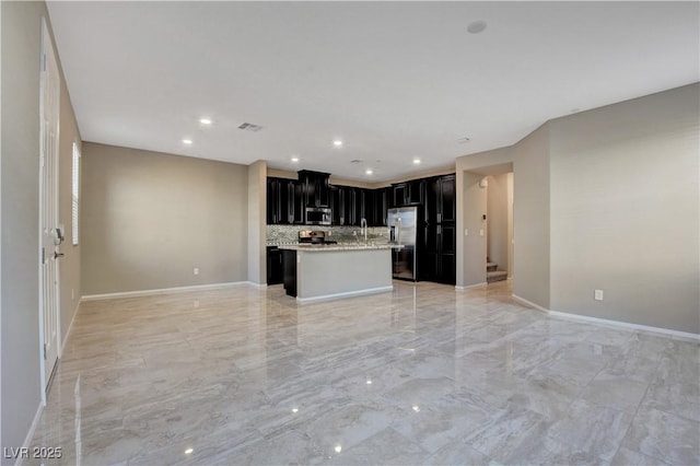 4 Lomita Heights Dr, Las Vegas, NV 89138 - unfurnished living room with light marble finish floors, baseboards, and recessed lighting
