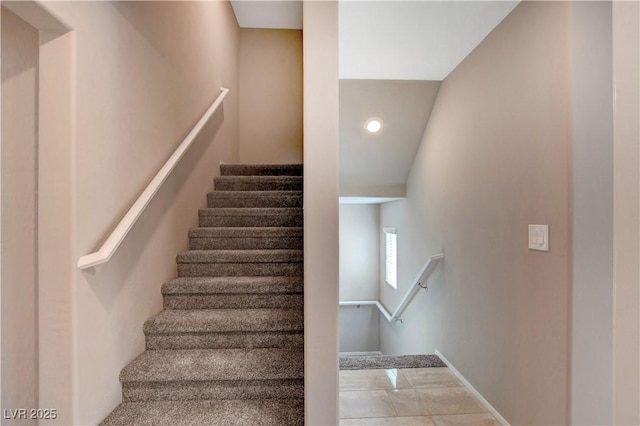 4 Lomita Heights Dr, Las Vegas, NV 89138 - stairway featuring baseboards and recessed lighting