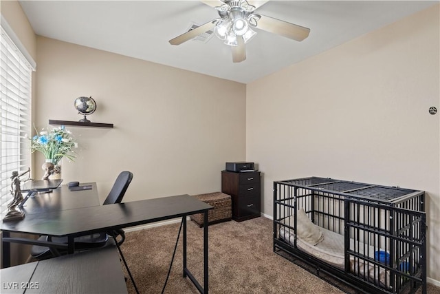 1906 Desert Sage Ave, North Las Vegas, NV 89031 - carpeted home office with a ceiling fan and baseboards