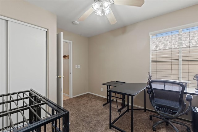 1906 Desert Sage Ave, North Las Vegas, NV 89031 - bedroom with carpet, a closet, a desk, and ceiling fan